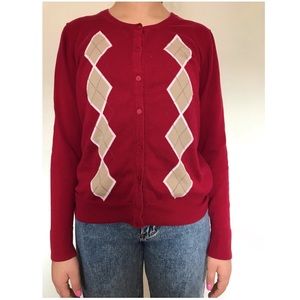 Argyle Red Cardigan